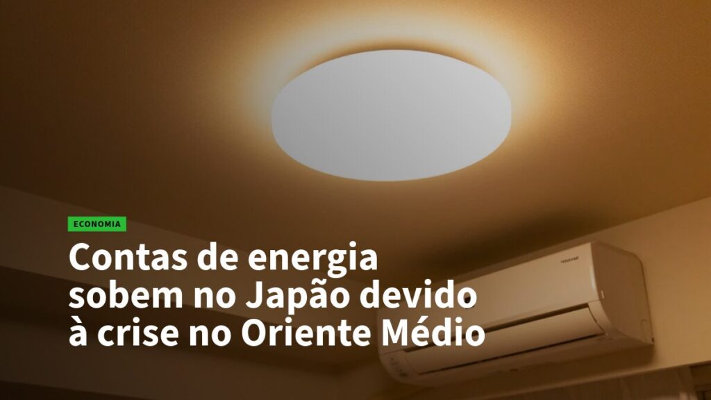 Sala com lâmpada acesa e ar-condicionado; assunto: aumento das contas de energia no Japão pela crise no Oriente Médio.